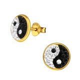 Yin-Yang - 925 Sterling Silver Stud Earrings with Crystals SD44729