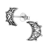 Crescent Moon - 925 Sterling Silver Stud Earrings with Crystals SD44910