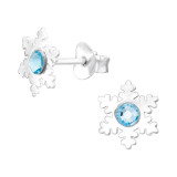Laser Cut Snowflake - 925 Sterling Silver Stud Earrings with Crystals SD44971