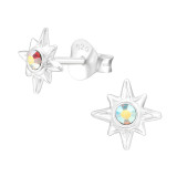 Northern Star - 925 Sterling Silver Stud Earrings with Crystals SD45030