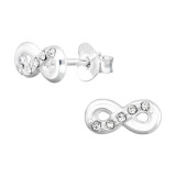 Infinity - 925 Sterling Silver Stud Earrings with Crystals SD45035