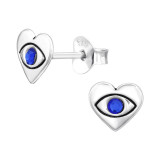 Evil Eye - 925 Sterling Silver Stud Earrings with Crystals SD45351
