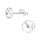 Round - 925 Sterling Silver Stud Earrings with Crystals SD45699