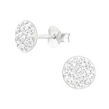 Round - 925 Sterling Silver Stud Earrings with Crystals SD45772