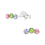 Geometric - 925 Sterling Silver Stud Earrings with Crystals SD45774