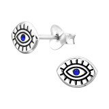 Evil Eye - 925 Sterling Silver Stud Earrings with Crystals SD45838
