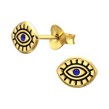 Evil Eye - 925 Sterling Silver Stud Earrings with Crystals SD45839