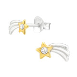 Shooting Star - 925 Sterling Silver Stud Earrings with Crystals SD45925