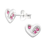 Heart - 925 Sterling Silver Stud Earrings with Crystals SD46121