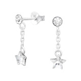 Star - 925 Sterling Silver Stud Earrings with Crystals SD46208