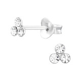 Round Cluster - 925 Sterling Silver Stud Earrings with Crystals SD46248