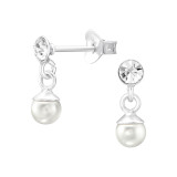 Hanging - 925 Sterling Silver Stud Earrings with Crystals SD46254