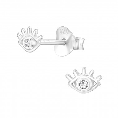 Evil Eye - 925 Sterling Silver Stud Earrings with Crystals SD46392