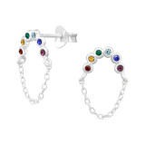 Rainbow - 925 Sterling Silver Stud Earrings with Crystals SD46583
