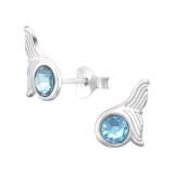 Whale Tail - 925 Sterling Silver Stud Earrings with Crystals SD46837