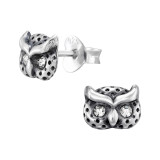 Owl - 925 Sterling Silver Stud Earrings with Crystals SD46838