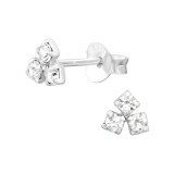 Cluster - 925 Sterling Silver Stud Earrings with Crystals SD46842