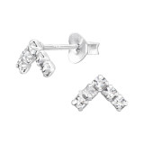 Chevron - 925 Sterling Silver Stud Earrings with Crystals SD46844