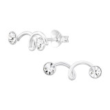 Round - 925 Sterling Silver Stud Earrings with Crystals SD46907