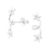 Star - 925 Sterling Silver Stud Earrings with Crystals SD46913