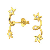 Star - 925 Sterling Silver Stud Earrings with Crystals SD46914