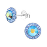 Round Halo - 925 Sterling Silver Stud Earrings with Crystals SD47114