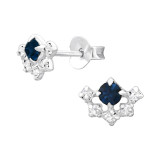 Cluster - 925 Sterling Silver Stud Earrings with Crystals SD47327