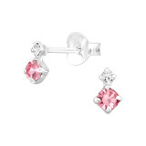 Geometric - 925 Sterling Silver Stud Earrings with Crystals SD47348