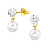 Ball - 925 Sterling Silver Stud Earrings with Crystals SD47436