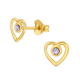 Heart - 925 Sterling Silver Stud Earrings with Crystals SD47437