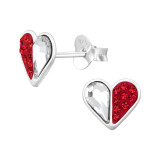 Hearts - 925 Sterling Silver Stud Earrings with Crystals SD47736