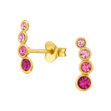 Geometric - 925 Sterling Silver Stud Earrings with Crystals SD48518