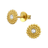 Round - 925 Sterling Silver Stud Earrings with Crystals SD48523