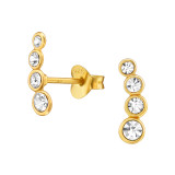 Geometric - 925 Sterling Silver Stud Earrings with Crystals SD49050
