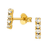 Bar - 925 Sterling Silver Stud Earrings with Crystals SD49053