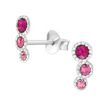 Round - 925 Sterling Silver Stud Earrings with Crystals SD49243