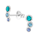 Round - 925 Sterling Silver Stud Earrings with Crystals SD49244