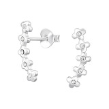 Climber - 925 Sterling Silver Stud Earrings with Crystals SD49288