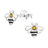 Bee - 925 Sterling Silver Stud Earrings with Crystals SD49697