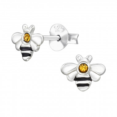 Bee - 925 Sterling Silver Stud Earrings with Crystals SD49697