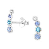Geometric - 925 Sterling Silver Stud Earrings with Crystals SD49853