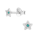 4mm Star - 925 Sterling Silver Stud Earrings with Crystals SD49911