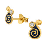8mm Spiral - 925 Sterling Silver Stud Earrings with Crystals SD49915