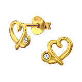 8mm Irregular Shaped Heart - 925 Sterling Silver Stud Earrings with Crystals SD50023