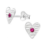 7mm Heart - 925 Sterling Silver Stud Earrings with Crystals SD50072