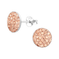 Circle - 925 Sterling Silver Stud Earrings with Crystals SD50505