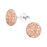 Circle - 925 Sterling Silver Stud Earrings with Crystals SD50505