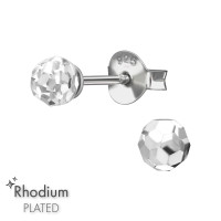 4mm Ball - 925 Sterling Silver Stud Earrings with Crystals SD50513