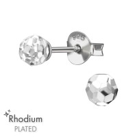 4mm Ball - 925 Sterling Silver Stud Earrings with Crystals SD50513