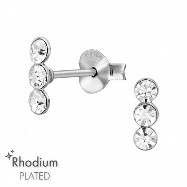 Circles - 925 Sterling Silver Stud Earrings with Crystals SD50514